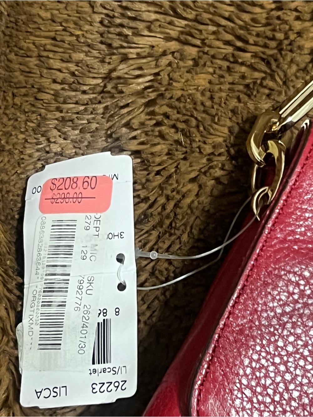 Coach Red Pebbled Leather Shoulder Bag with Gold Hardware